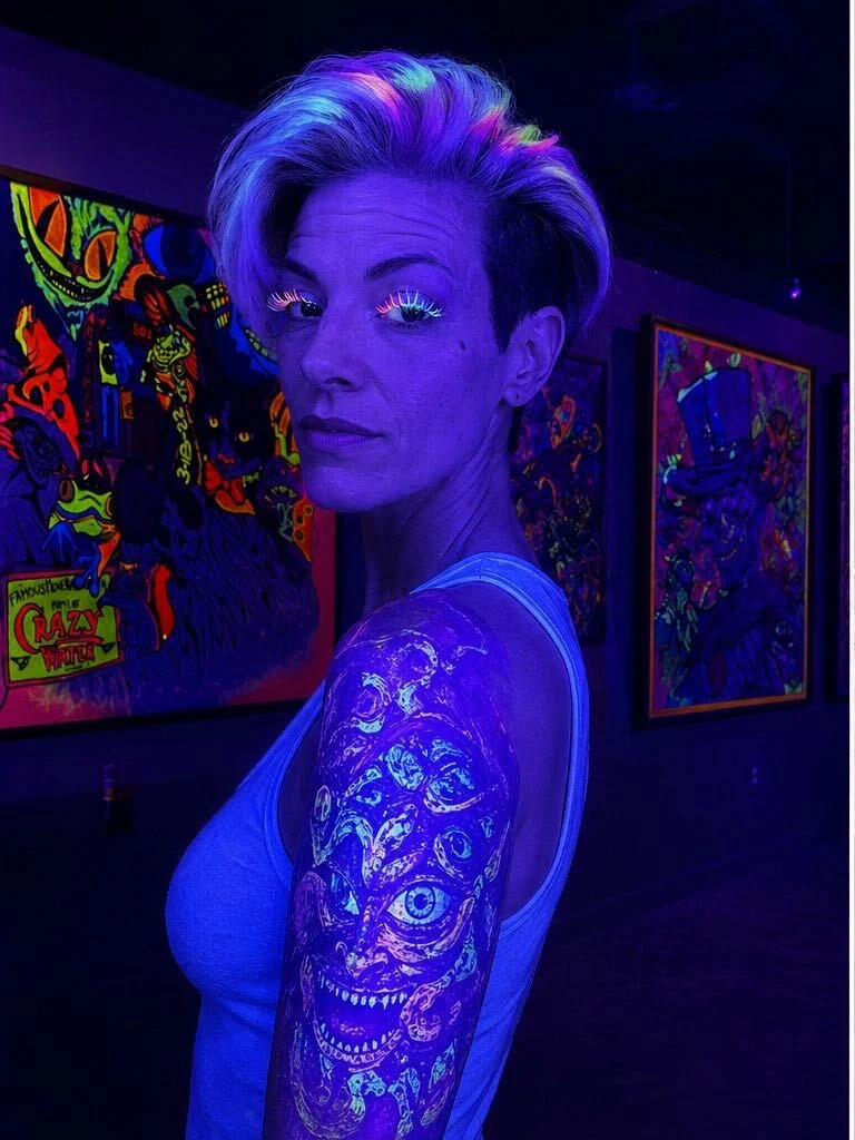 Dawn McPherson under blacklight